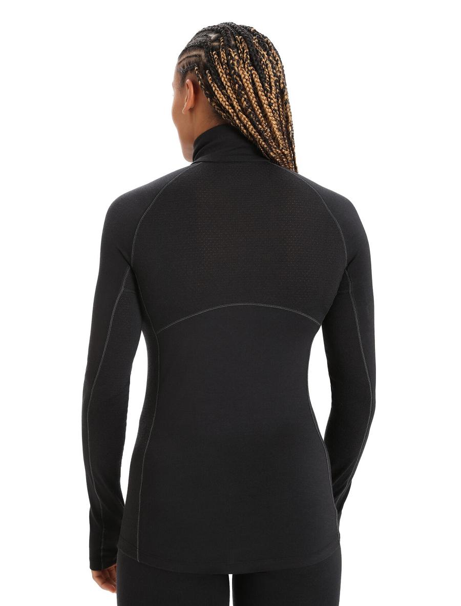 Base Layers Icebreaker BodyfitZone™ Merino 200 Zone Thermal Long Sleeve Half Zip Top Femme Noir | FR 1867KORI